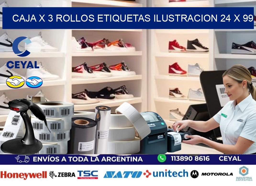 Caja X 3 Rollos Etiquetas Ilustracion 24 x 99
