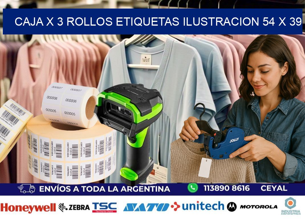 Caja X 3 Rollos Etiquetas Ilustracion 54 x 39