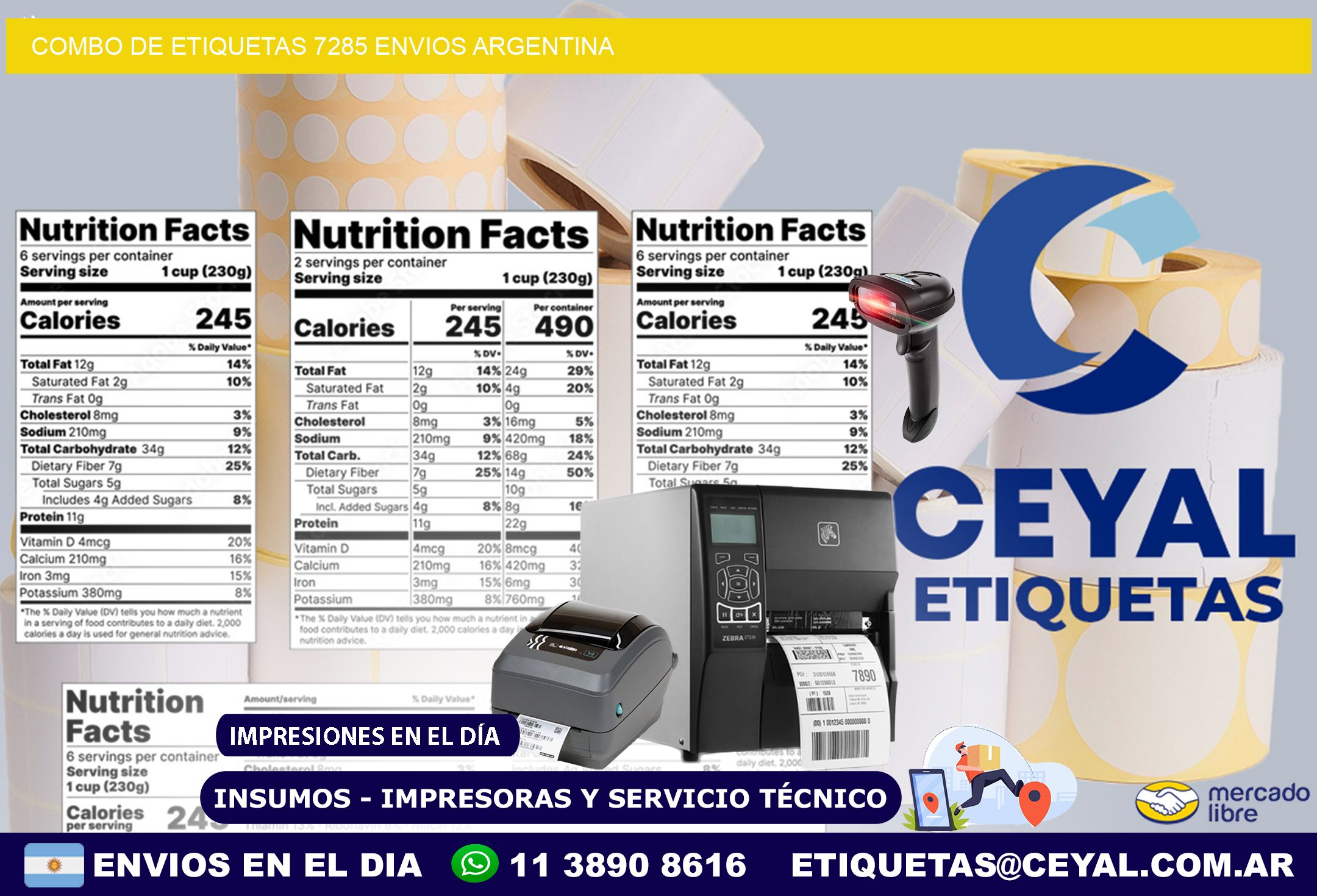 Combo de etiquetas 7285 ENVIOS ARGENTINA