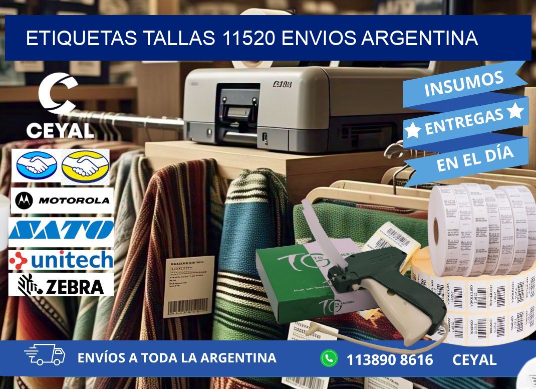 etiquetas tallas 11520 ENVIOS ARGENTINA