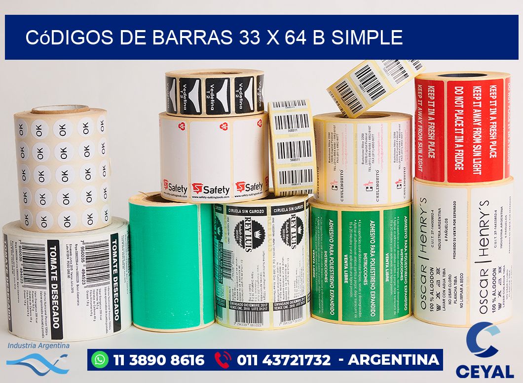 Códigos de Barras 33 x 64 b simple