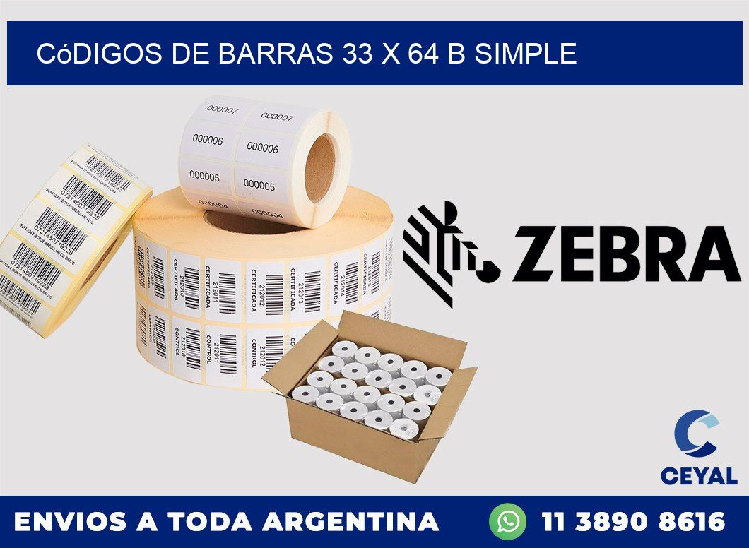 Códigos de Barras 33 x 64 b simple