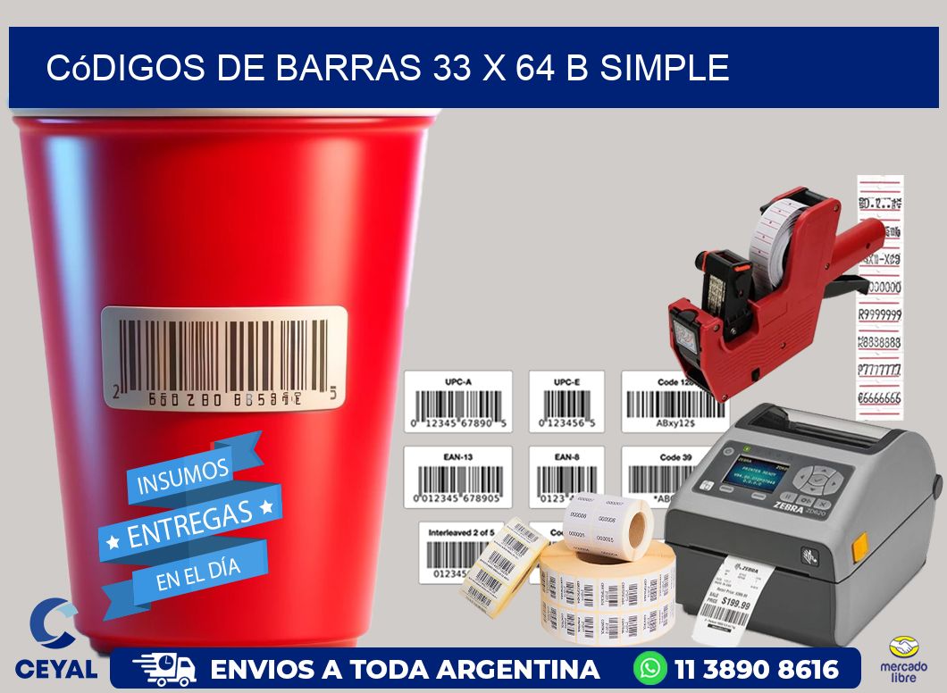 Códigos de Barras 33 x 64 b simple