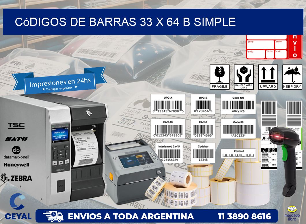 Códigos de Barras 33 x 64 b simple