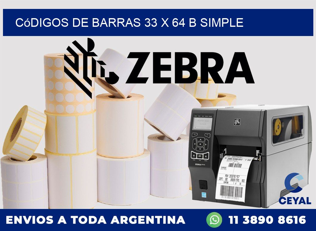 Códigos de Barras 33 x 64 b simple