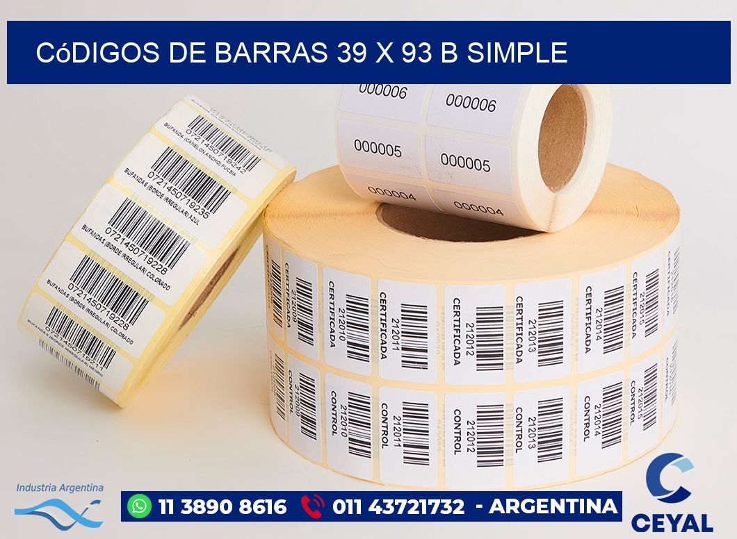 Códigos de Barras 39 x 93 b simple