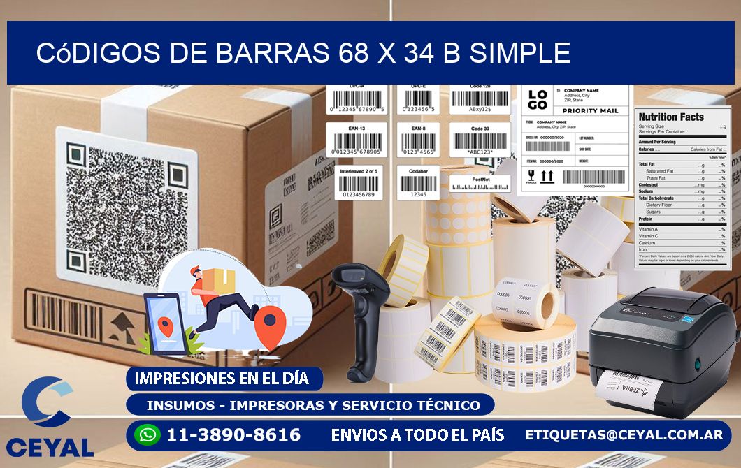 Códigos de Barras 68 x 34 b simple