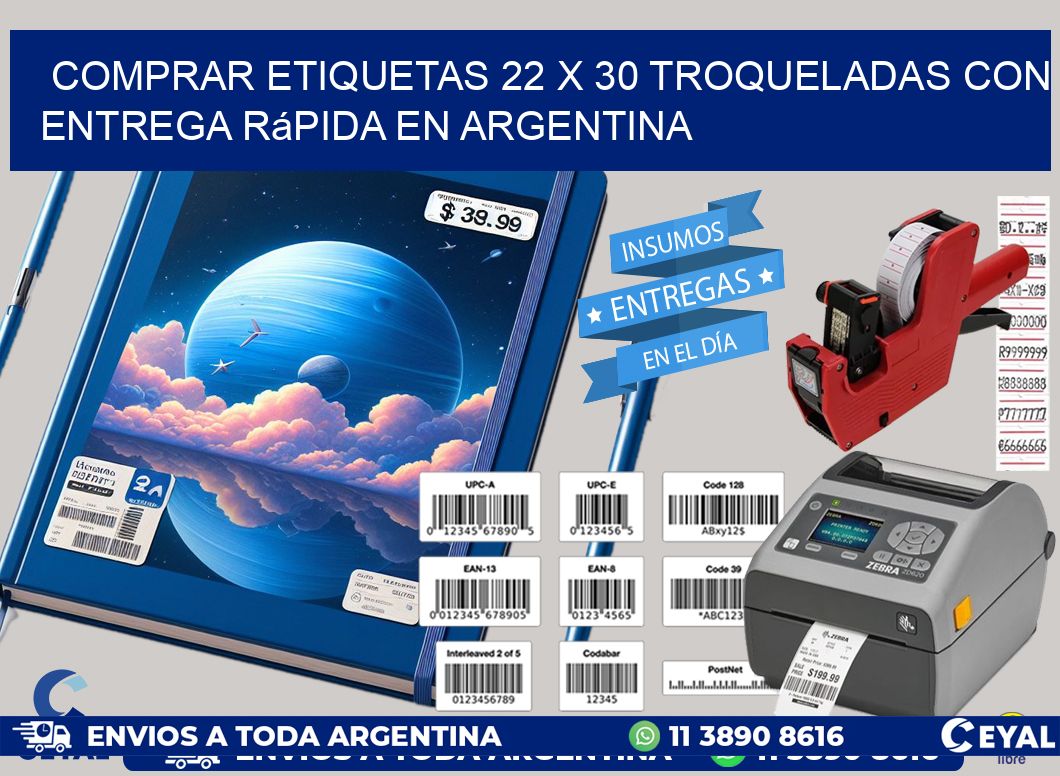 Comprar etiquetas 22 x 30 troqueladas con entrega rápida en Argentina