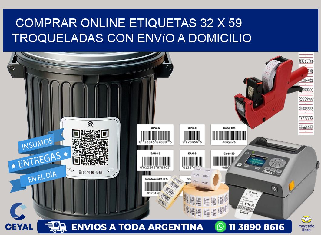Comprar online etiquetas 32 x 59 troqueladas con envío a domicilio