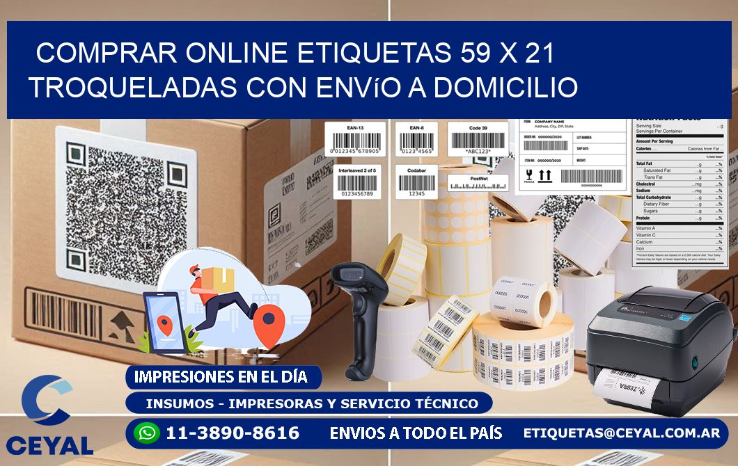 Comprar online etiquetas 59 x 21 troqueladas con envío a domicilio