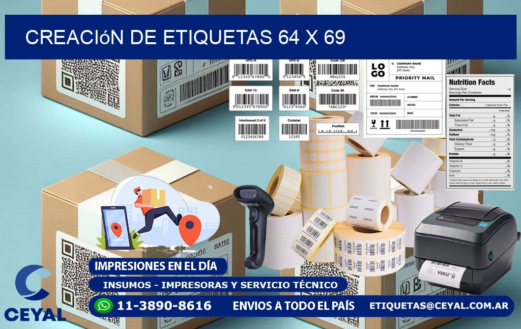 Creación de etiquetas 64 x 69