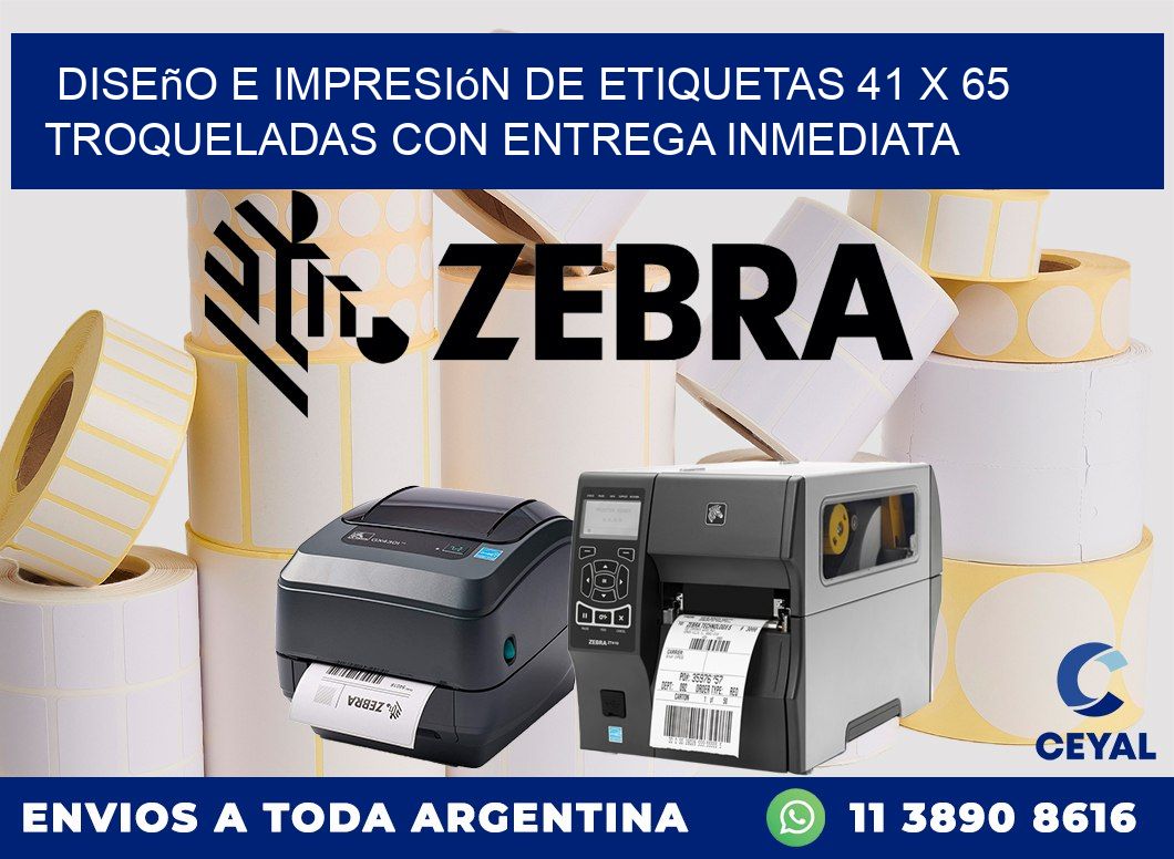 Diseño e impresión de etiquetas 41 x 65 troqueladas con entrega inmediata