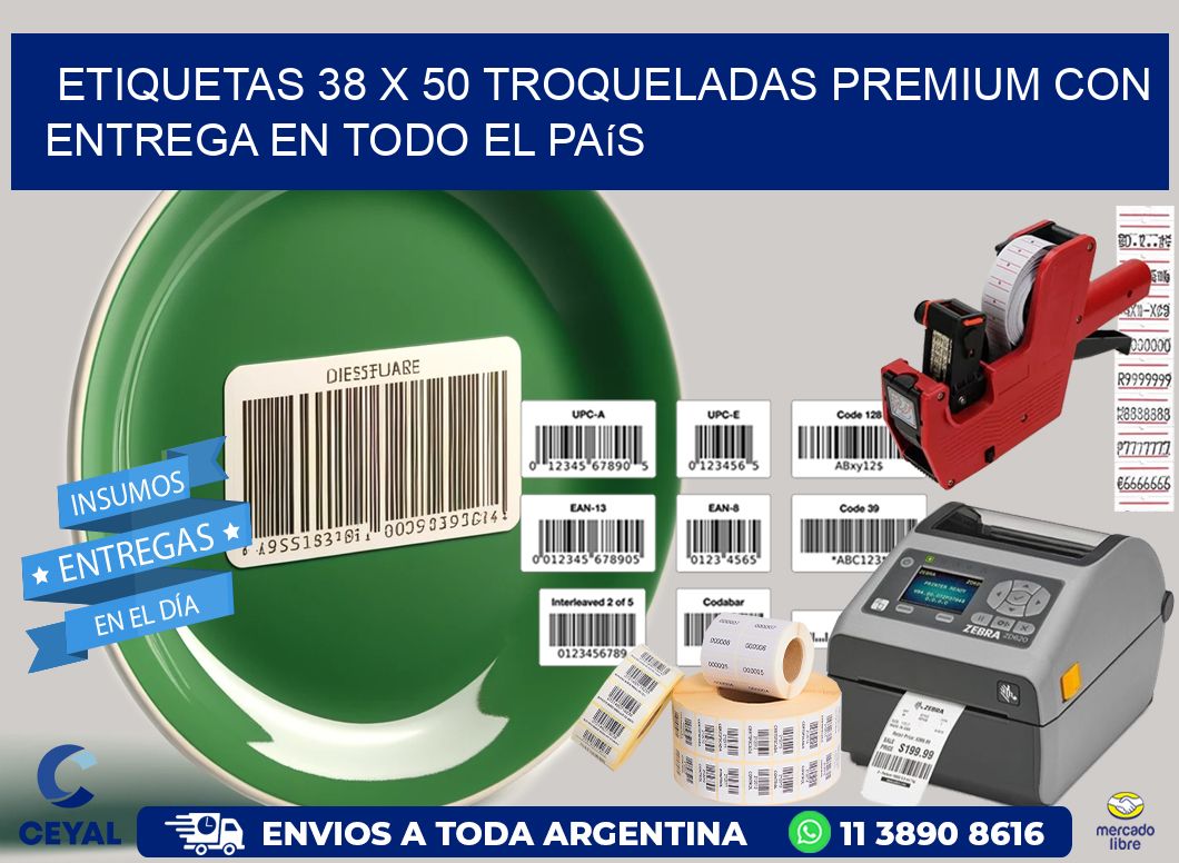 Etiquetas 38 x 50 troqueladas premium con entrega en todo el país