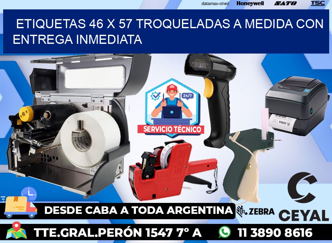 Etiquetas 46 x 57 troqueladas a medida con entrega inmediata
