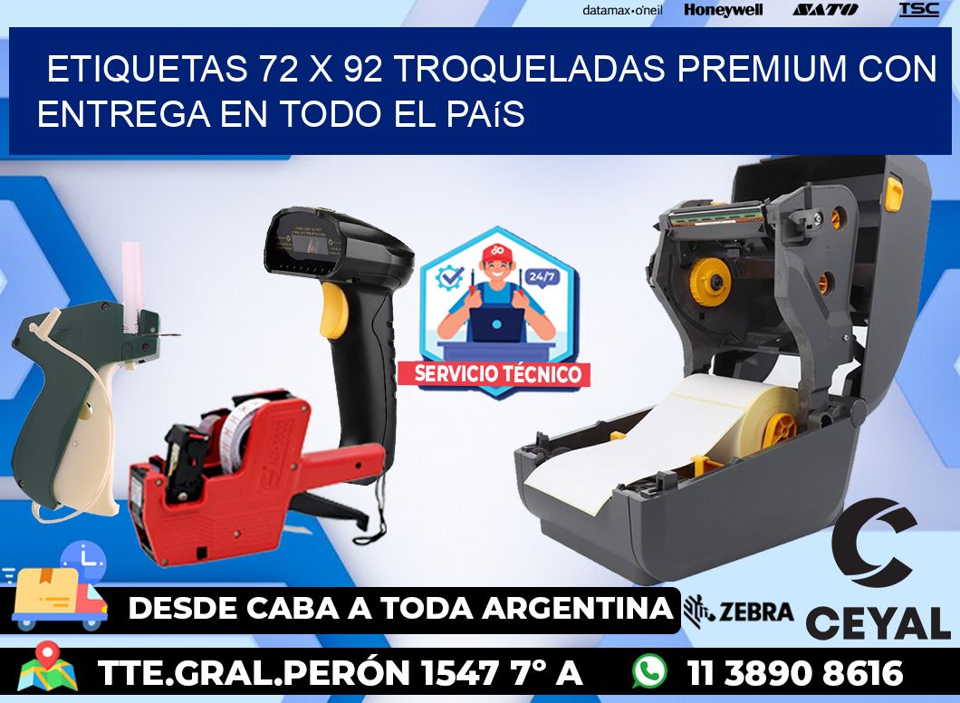 Etiquetas 72 x 92 troqueladas premium con entrega en todo el país