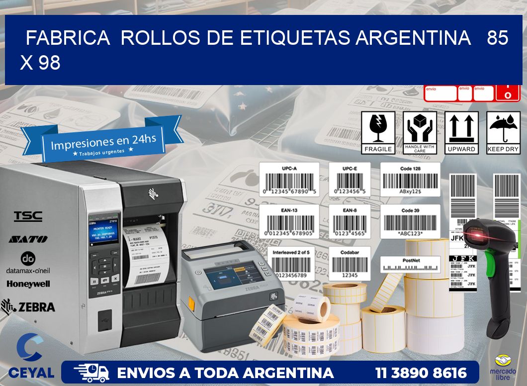 Fabrica  ROLLOS DE ETIQUETAS ARGENTINA   85 x 98