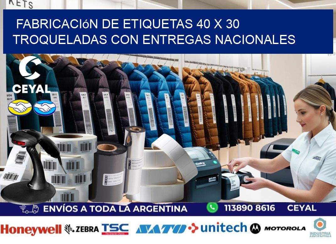 Fabricación de etiquetas 40 x 30 troqueladas con entregas nacionales