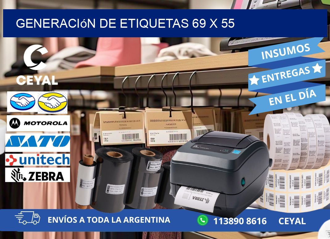 Generación de etiquetas 69 x 55