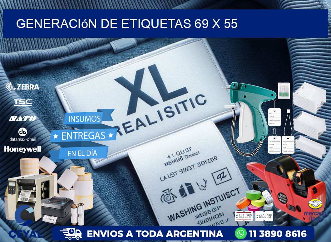 Generación de etiquetas 69 x 55