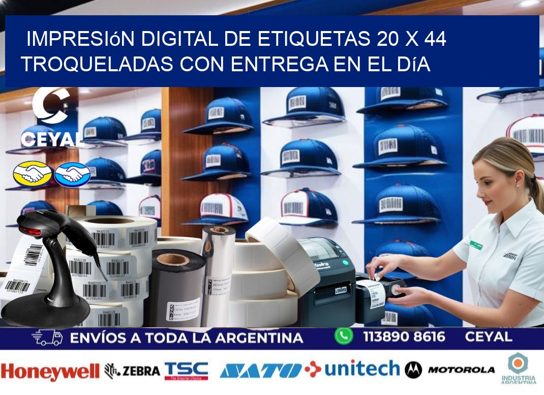 Impresión digital de etiquetas 20 x 44 troqueladas con entrega en el día
