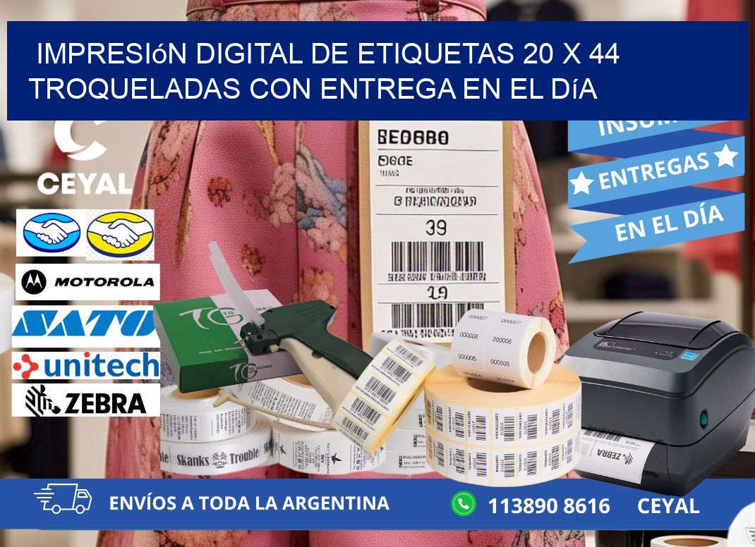 Impresión digital de etiquetas 20 x 44 troqueladas con entrega en el día