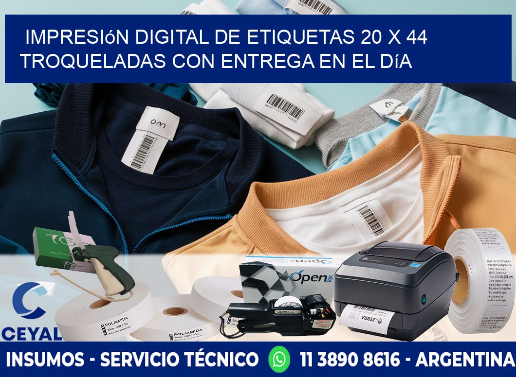 Impresión digital de etiquetas 20 x 44 troqueladas con entrega en el día