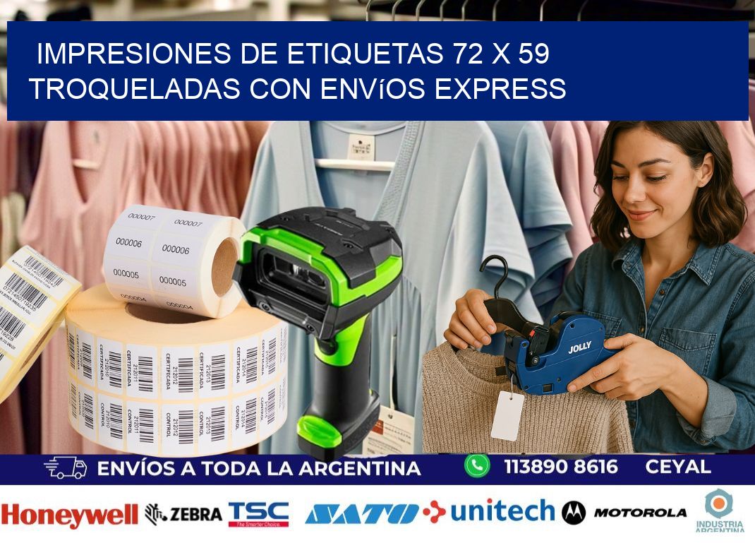Impresiones de etiquetas 72 x 59 troqueladas con envíos express