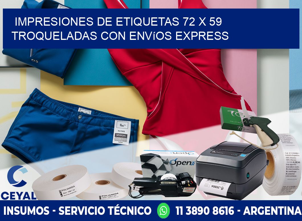 Impresiones de etiquetas 72 x 59 troqueladas con envíos express