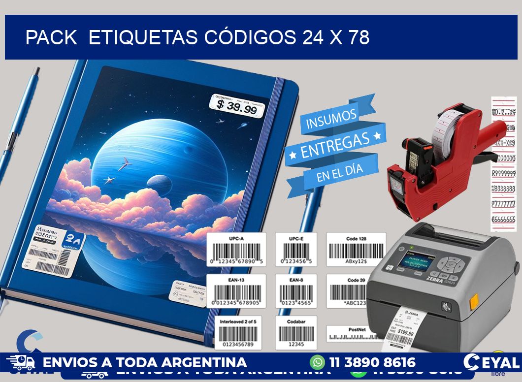 Pack  ETIQUETAS CÓDIGOS 24 x 78