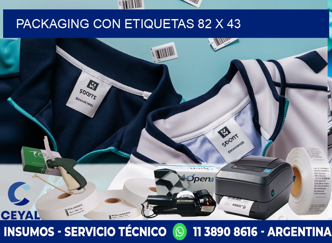 Packaging con etiquetas 82 x 43
