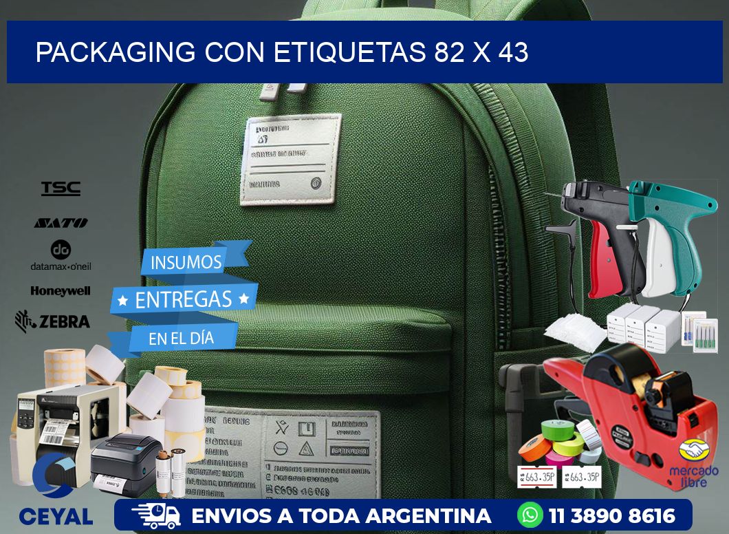 Packaging con etiquetas 82 x 43