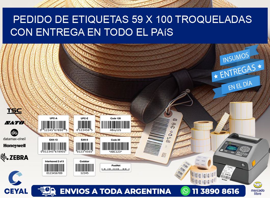 Pedido de etiquetas 59 x 100 troqueladas con entrega en todo el país