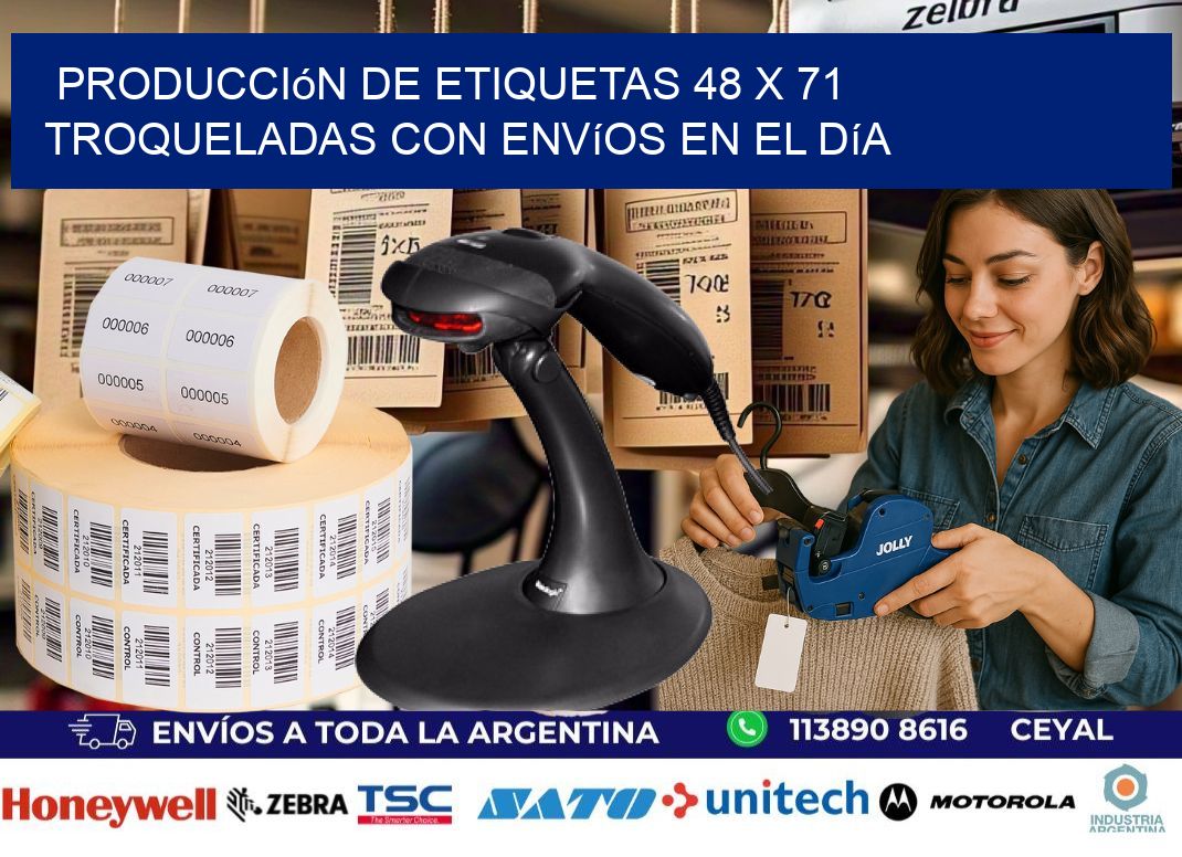 Producción de etiquetas 48 x 71 troqueladas con envíos en el día