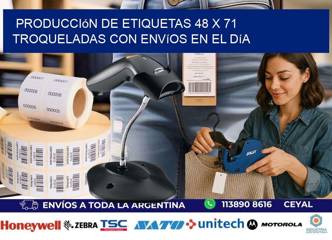 Producción de etiquetas 48 x 71 troqueladas con envíos en el día