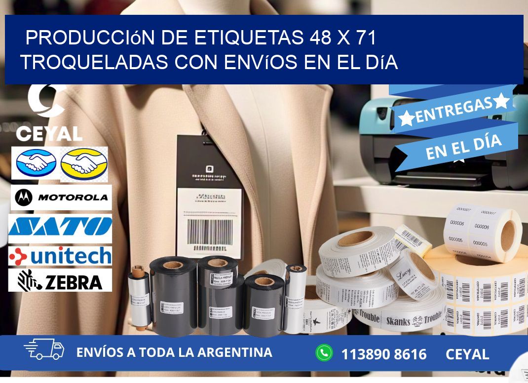 Producción de etiquetas 48 x 71 troqueladas con envíos en el día