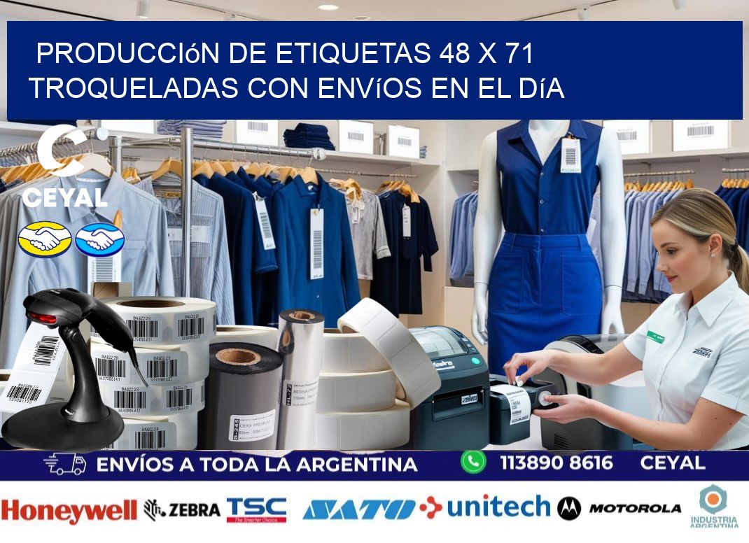 Producción de etiquetas 48 x 71 troqueladas con envíos en el día
