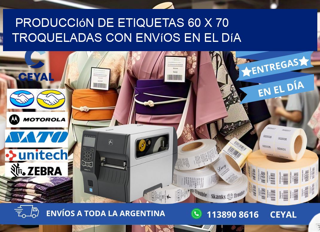 Producción de etiquetas 60 x 70 troqueladas con envíos en el día