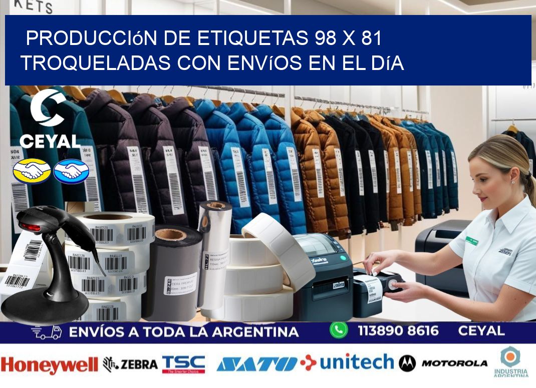 Producción de etiquetas 98 x 81 troqueladas con envíos en el día