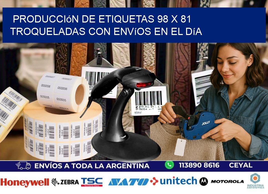 Producción de etiquetas 98 x 81 troqueladas con envíos en el día