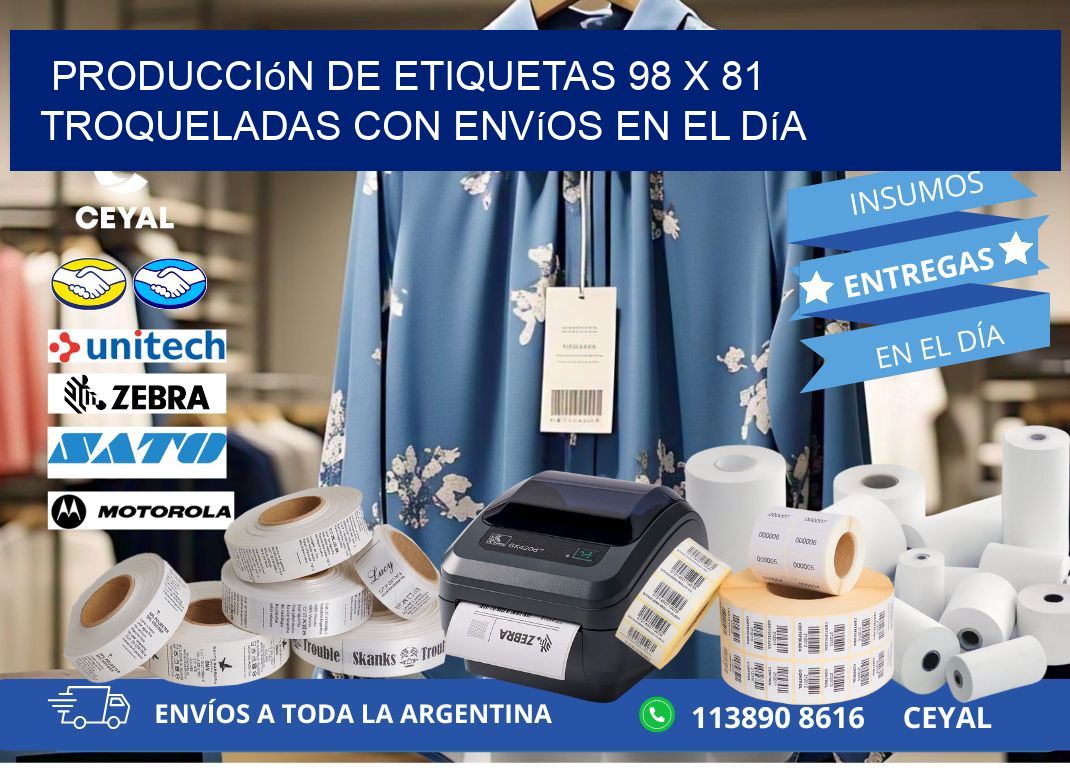 Producción de etiquetas 98 x 81 troqueladas con envíos en el día