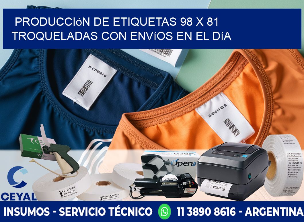 Producción de etiquetas 98 x 81 troqueladas con envíos en el día