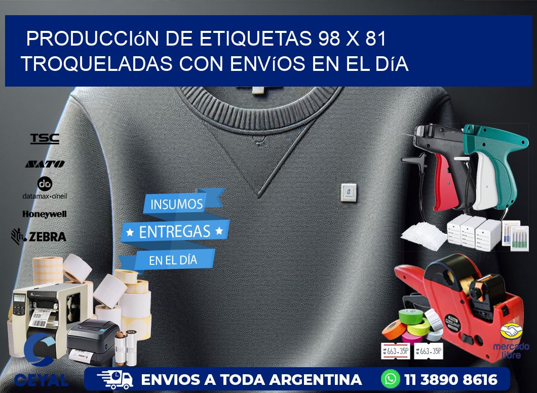 Producción de etiquetas 98 x 81 troqueladas con envíos en el día