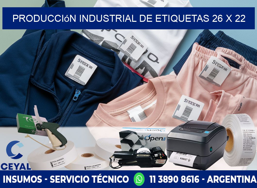 Producción industrial de etiquetas 26 x 22