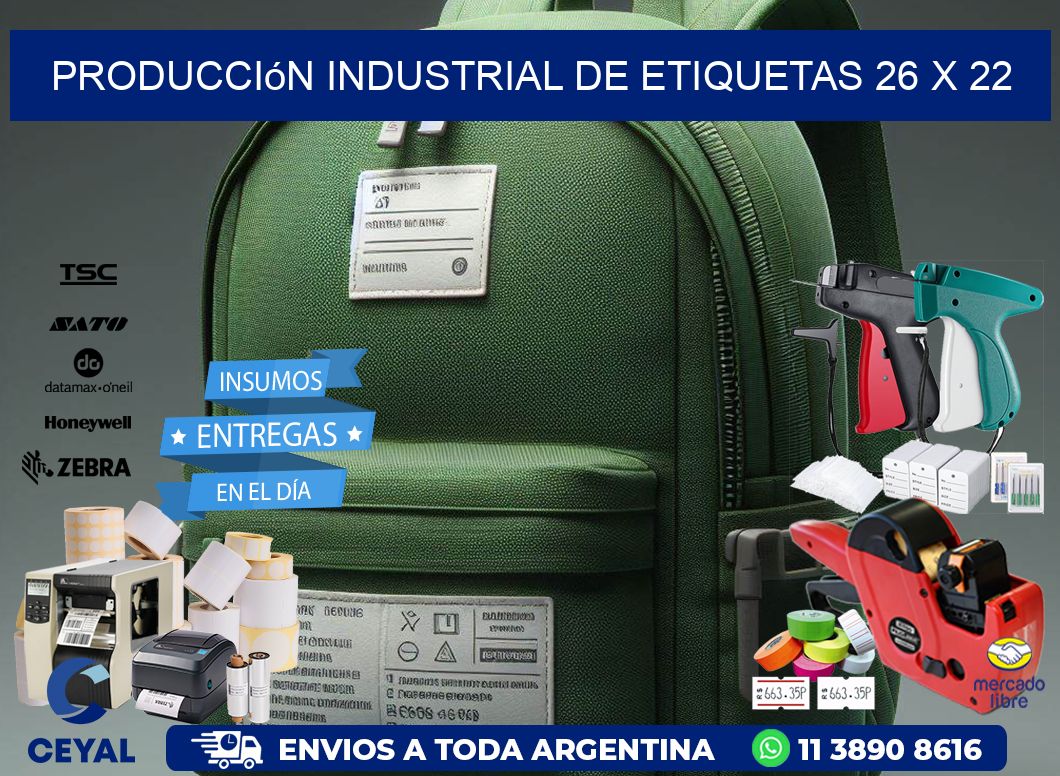 Producción industrial de etiquetas 26 x 22