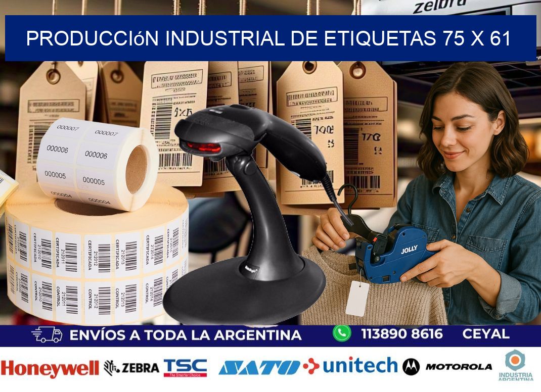 Producción industrial de etiquetas 75 x 61