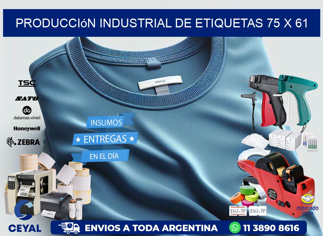 Producción industrial de etiquetas 75 x 61