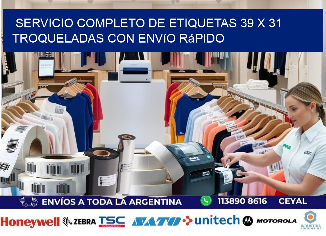 Servicio completo de etiquetas 39 x 31 troqueladas con envío rápido