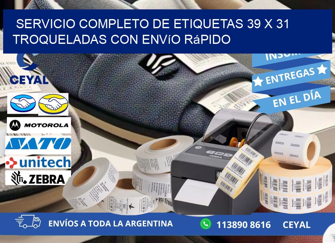 Servicio completo de etiquetas 39 x 31 troqueladas con envío rápido