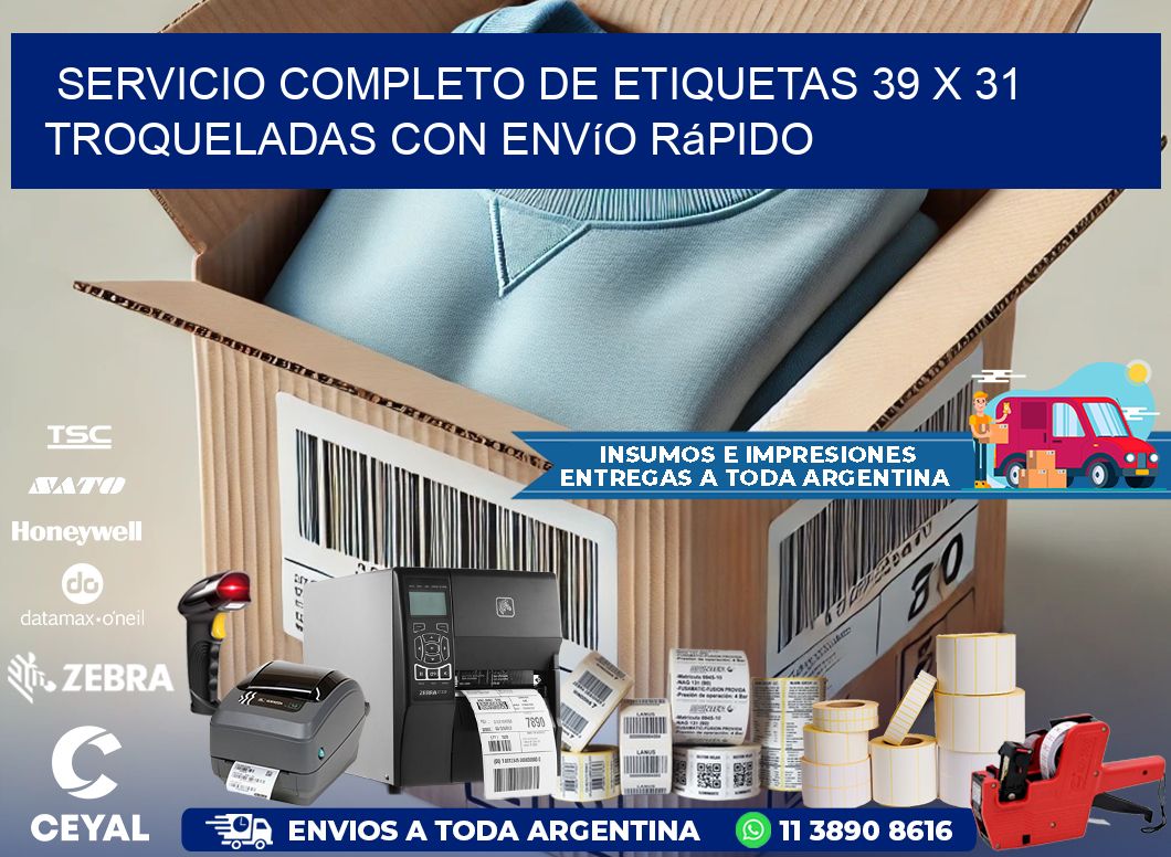 Servicio completo de etiquetas 39 x 31 troqueladas con envío rápido