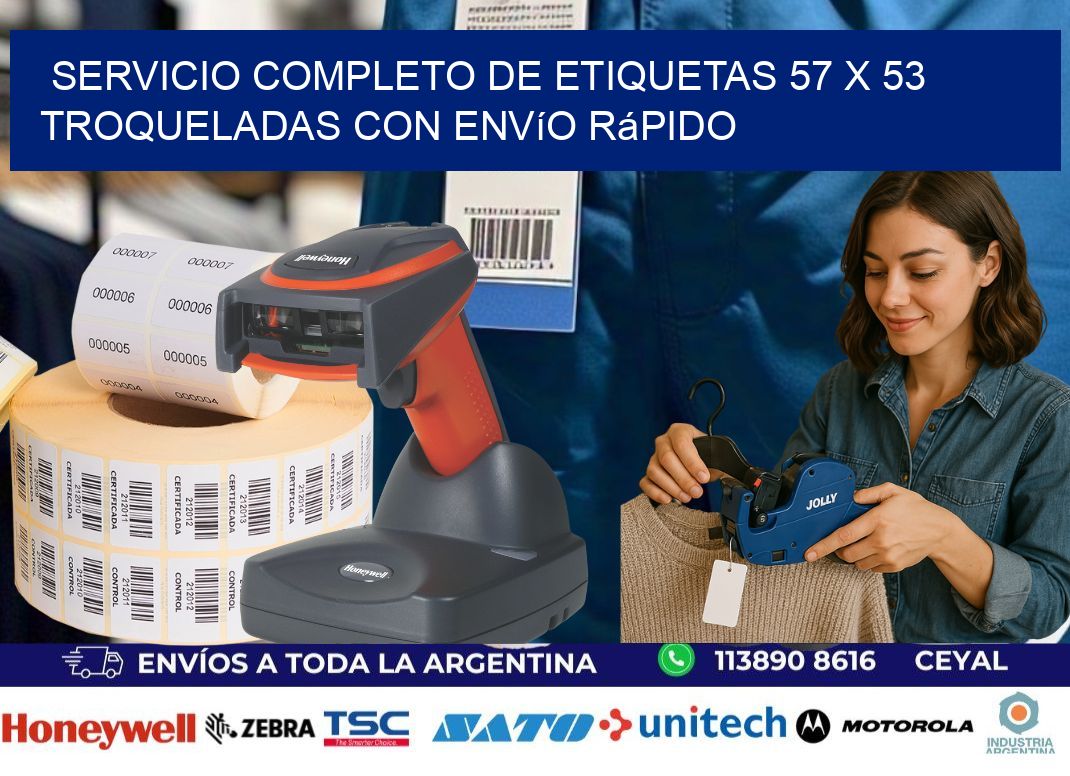 Servicio completo de etiquetas 57 x 53 troqueladas con envío rápido